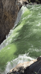 Waterfall Yellowstone Mountain Rainbow View GIF