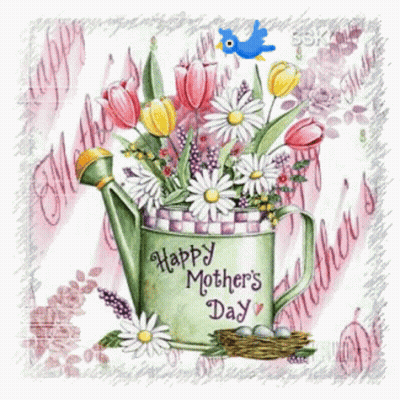Watering Can Filled With Flowers Happy Mothers Day GIF