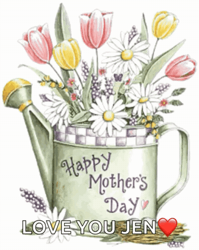 Watering Can Full Of Flowers Happy Mother's Day GIF