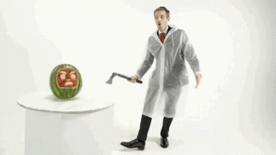 Watermelon And Person In White Coat GIF