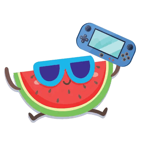 Watermelon Cartoon Wearing Sunglasses And Holding Controller Sticker
