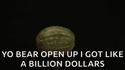 Watermelon Exploding Saying Yo Bear Open Up I Got Like A Billion Dollars GIF