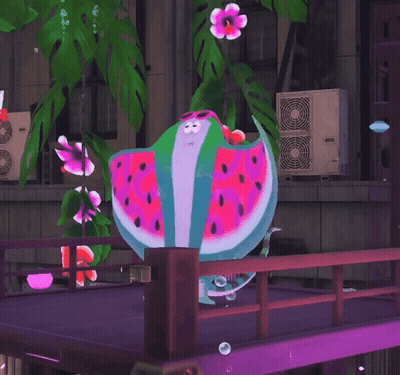 Watermelon Shaped Kite On Balcony Next To Building GIF