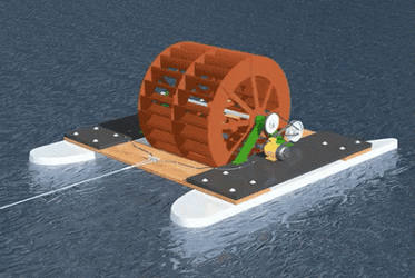 Waterwheel Electrical Generator Running GIF