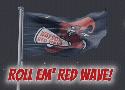Watson Red Wave Flag With Megaphone GIF
