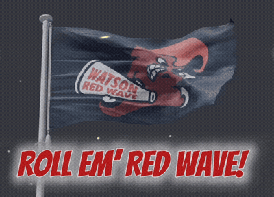 Watson Red Wave Flag With Megaphone GIF