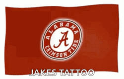 Waving Alabama Crimson Tide Flag Jakes Tattoo GIF