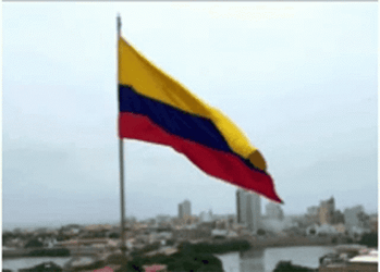 Waving Colombia Flag In Pole GIF