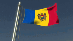 Waving Moldova Flag Low Angle GIF