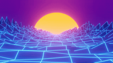 Wavy Blue Synthwave Rocks. GIF