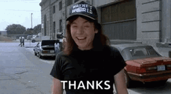 Waynes World Mike Myers Two Thumbs Up Thanks GIF