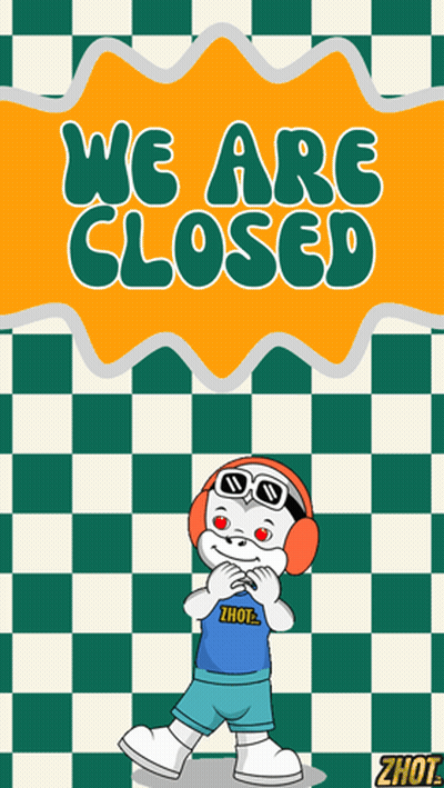 We Are Closed Poster With Cartoon Character GIF