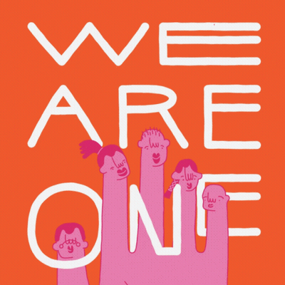 We Are One Poster With Group Holding Up Hands GIF