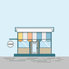 We Are Open Cute Cartoon Store GIF