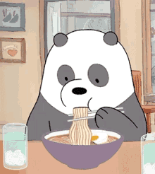 We Bare Bears Panda Eating Ramen GIF