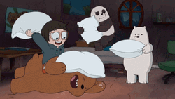 We Bare Bears Pillow Fight GIF