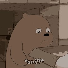 We Bare Bears Sad Grizzly Sniff Crying GIF
