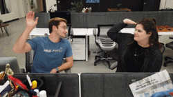We Can Do It Officemates High Five GIF