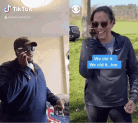 We Did It Joe Split Screen Phone Call GIF