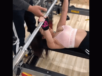 Weak Asian Girl Gym Workout GIF