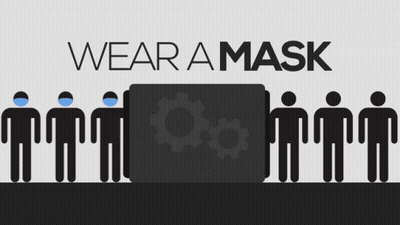 Wear A Mask Sign With People In Masks GIF