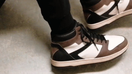 Wearing Jordan 4 Brown And White GIF