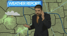 Weather Reporter Answering Phone Call