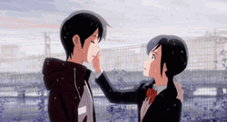 Weathering With You Hina Touching Hodaka's Cheeks GIF