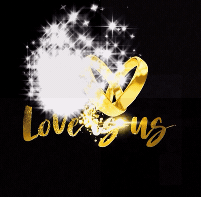 Wedding Rings Surrounded By Stars Saying Us GIF