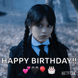 Wednesday Addams Happy Birthday Meme GIF