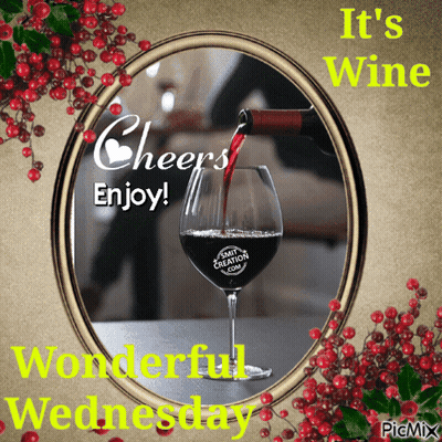 Wednesday Greeting Card With Wine GIF