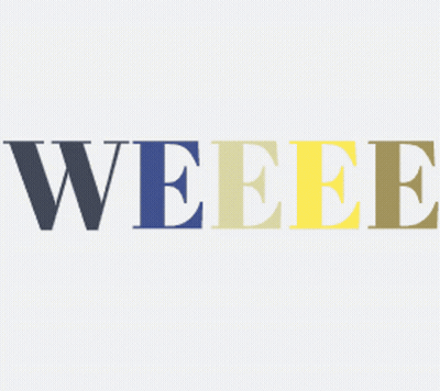 Weeee In Blue And Yellow Letters GIF