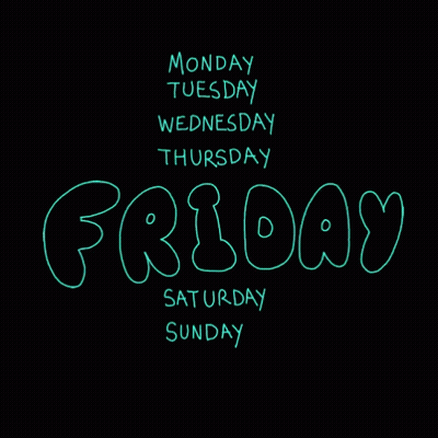 Weekday Names On Black Background GIF