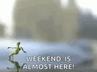 Weekend Is Almost Here Running Frog GIF