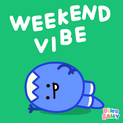 Weekend Vibes Baby Dino Lying Down GIF