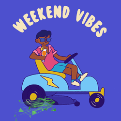 Weekend Vibes Man Driving Golf Cart GIF