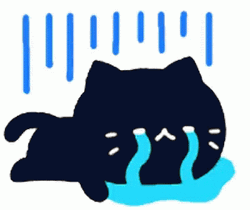Weeping Sad Black Animated Cat Crying GIF