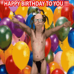 Weird Happy Birthday Colorful Balloons GIF