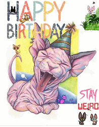 Weird Looking Cat Birthday Graphic Design GIF
