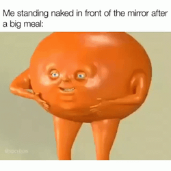Weird Looking Chubby Jellygummies Tapping Belly GIF