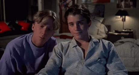 Weird Science Guys Talking Seriously GIF