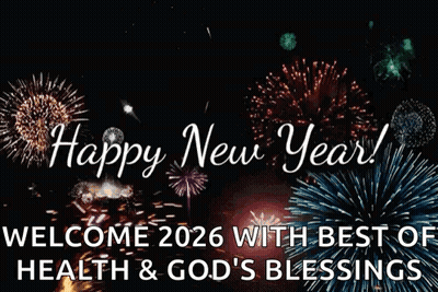 Welcome 2026 With Best Of Health Fireworks Card GIF