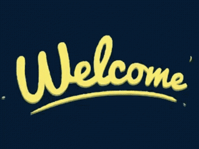 Welcome In Yellow On Blue Background GIF