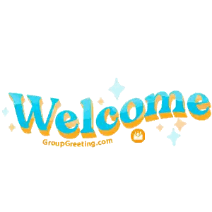 Welcome Logo In Blue And Orange Sticker