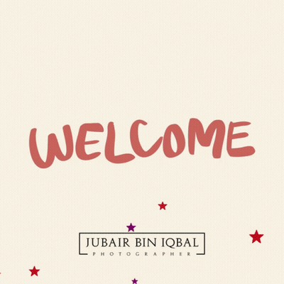 Welcome Text With Purple Stars GIF