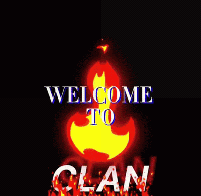 Welcome To Clan Sign Surrounded By Fire GIF