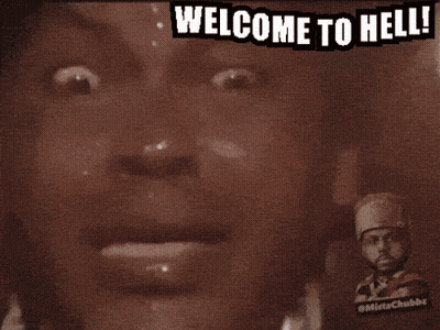 Welcome To Hell Sign With Man GIF