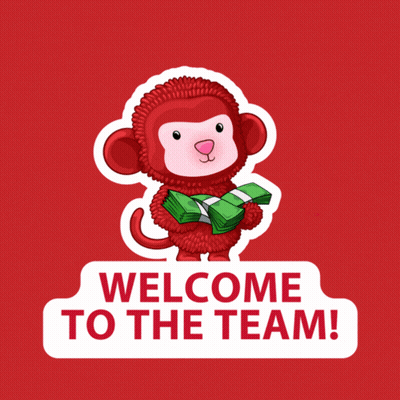Welcome To The Team Red Monkey Holding Stacks Of Money GIF