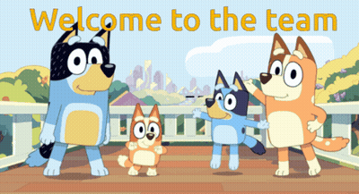 Welcome To The Team Sign With Cartoon Dogs GIF