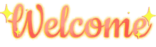 Welcome Word In Pink And Yellow Sticker